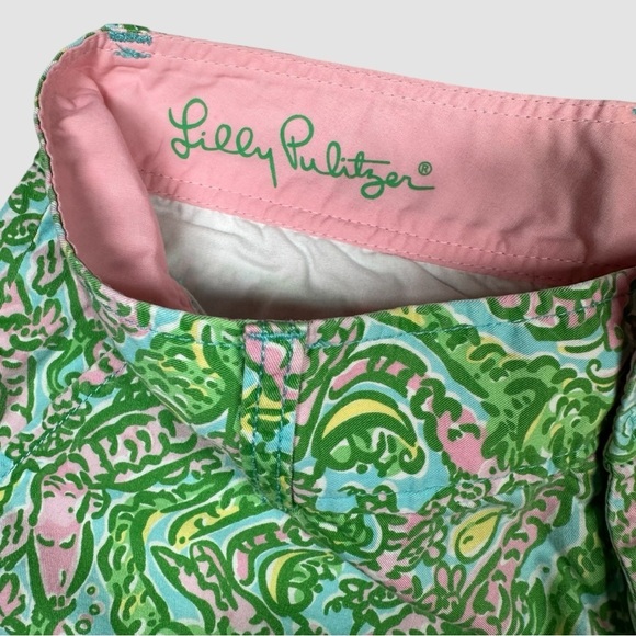 Lilly Pulitzer Callahan Short Size 2 Chomp Chomp Alligator Pink Green Mid Rise - Picture 6 of 9